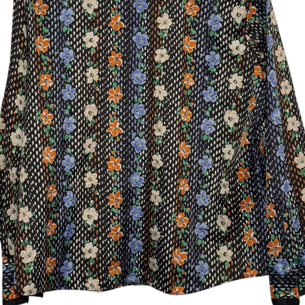 Vintage 1970s Kmart Dagger Collar Floral Button Up Blouse Size 40 XL - Picture 6 of 9